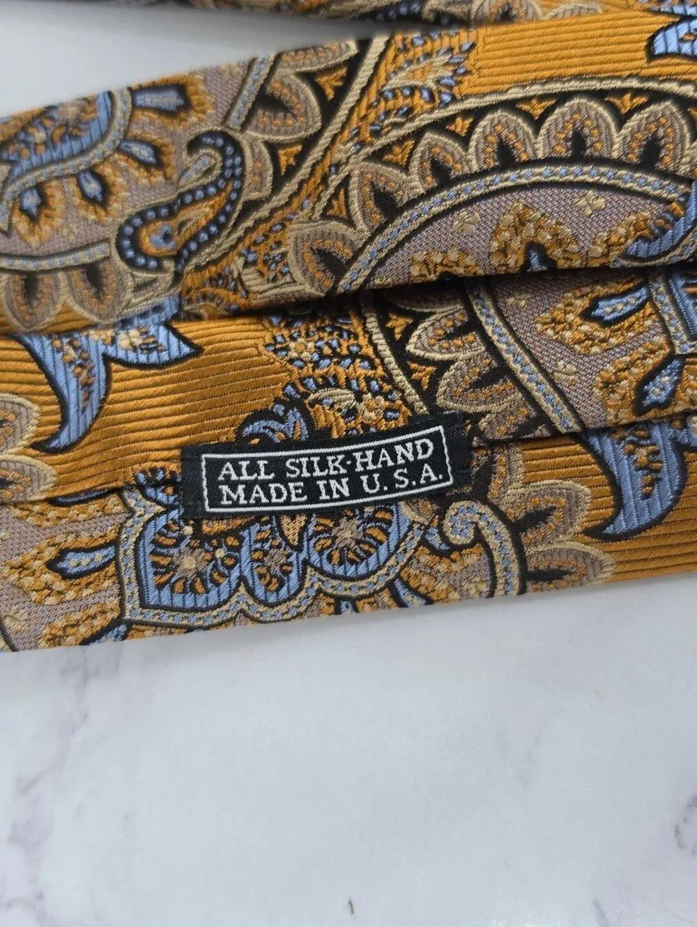 JZ Richards Paisley Silk Tie in Brassy Gold Men's Necktie